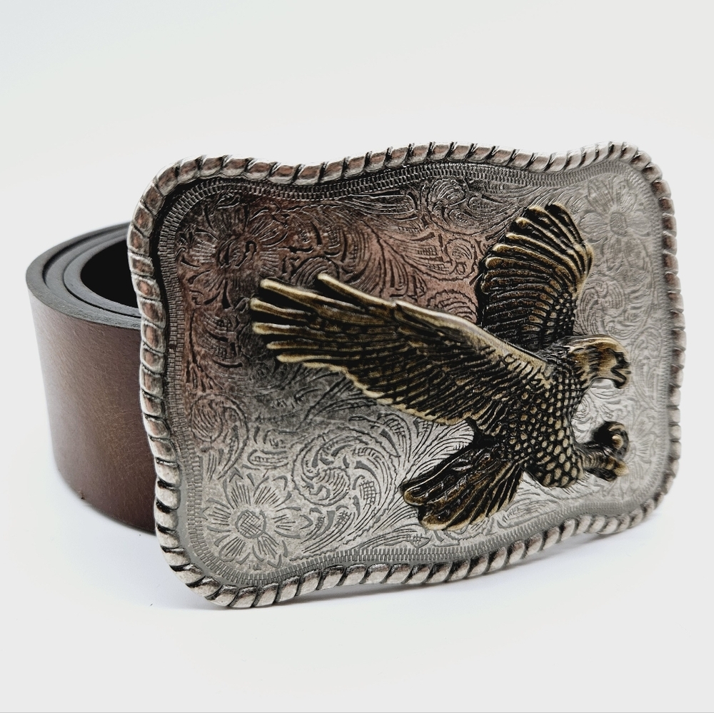 LEVI STRAUSS | Signature flying eagle large buckle leather belt 44